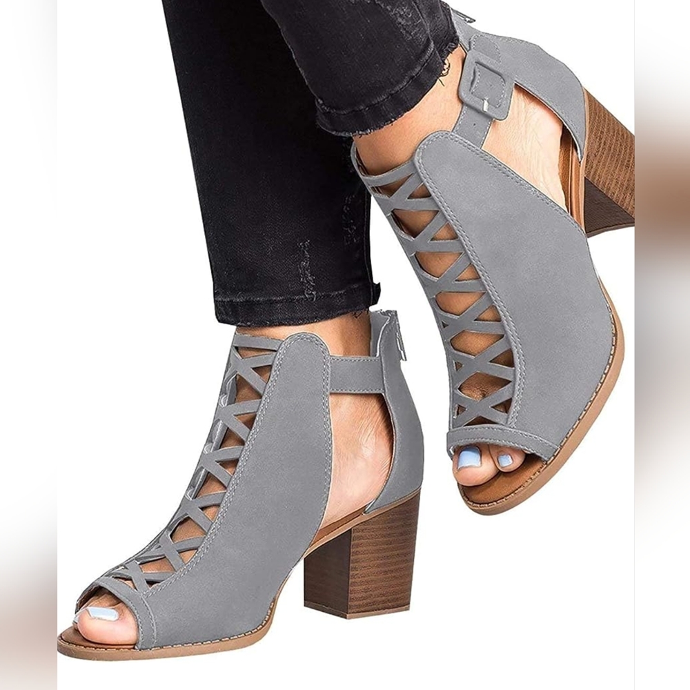 Liyuandian Womens Platform Open Toe Ankle Strap Zipper Back High Heel Sandals